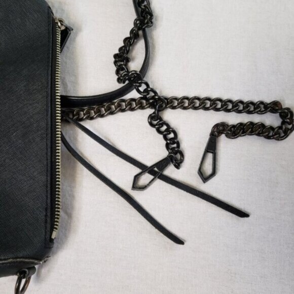 Rebecca Minkoff Avery Black Saffiano Leather Crossbody Bag Purse Studded Chain - Picture 9 of 16